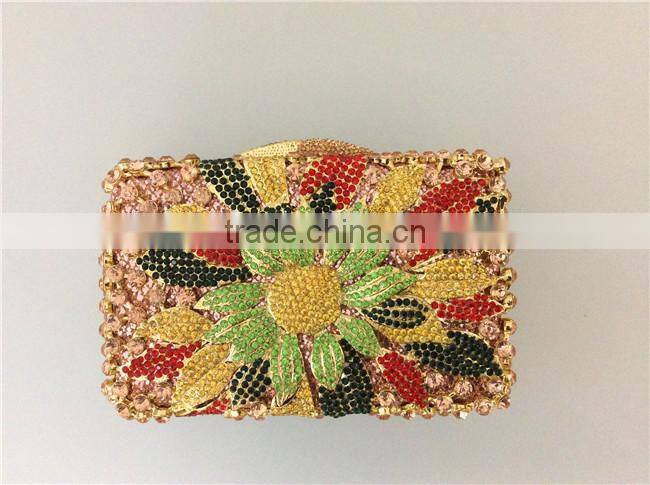 Luxury metal frame rhinestone women clutch diamond evening bags