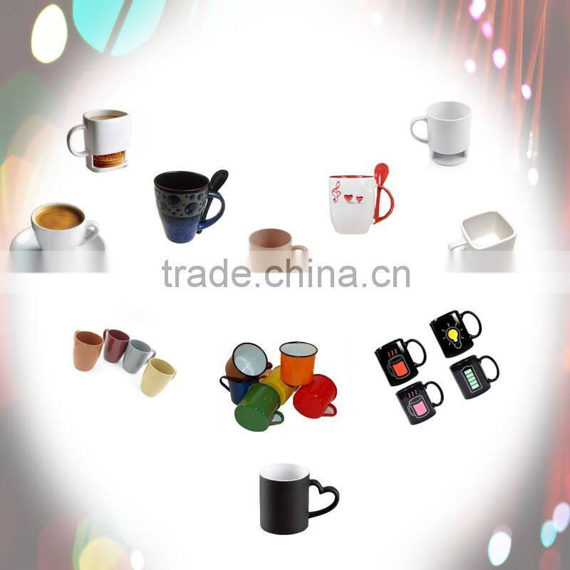 hand printing enamel effect ceramic promotional mug/logo printing enamel mug