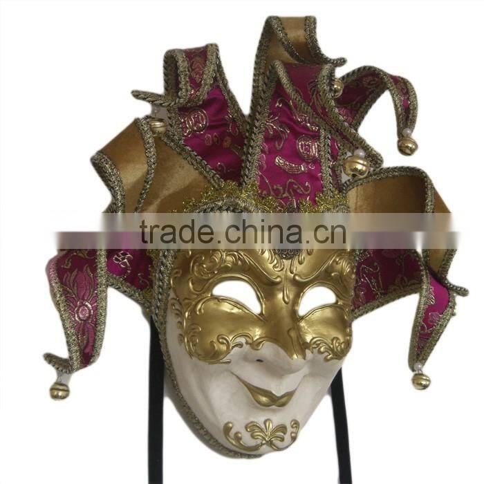Wholesale Red And Gold Italy Venice Feather Masquerade Mask For Venetian Masked Ball