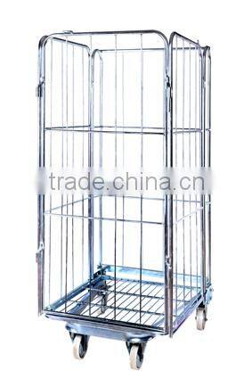 Supermarket warehouse folding cargo pallet trolley
