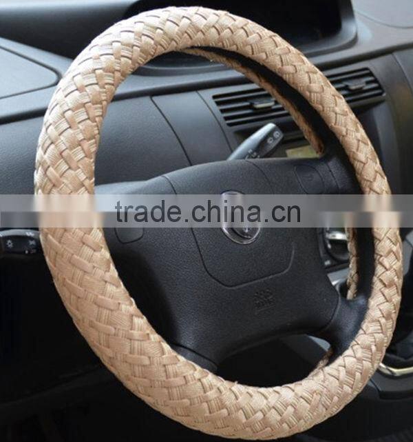 cream knitted pvc steering wheel cover
