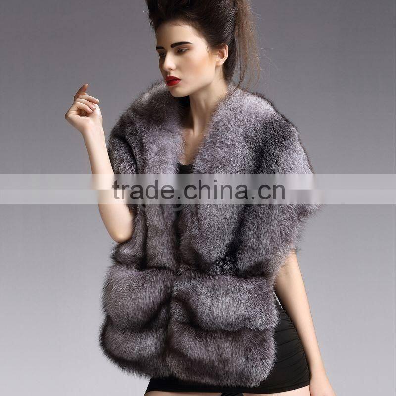QD29240 Genuine Silver Fox Fur Shawl