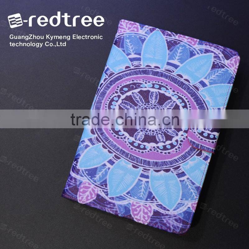 flower printing with good quality pu leather standing cover case for tablet