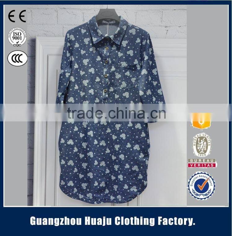 Guangzhou Newest Garment Factory Wholesale Women denim shirt Plain Loose Top