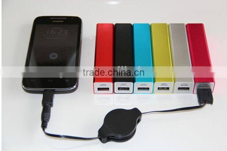 Portable power bank cuboid power supply for smart phone emergency use with LED light