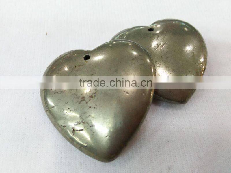 Pyrite loose gemstone in double puffy heart shape factory made