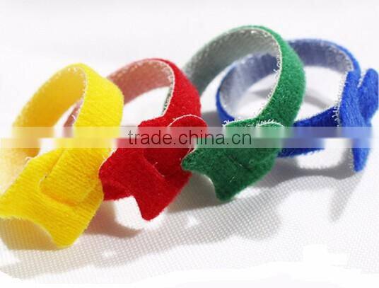 Soft custom colour available adjustable hook and loop wire cable tie