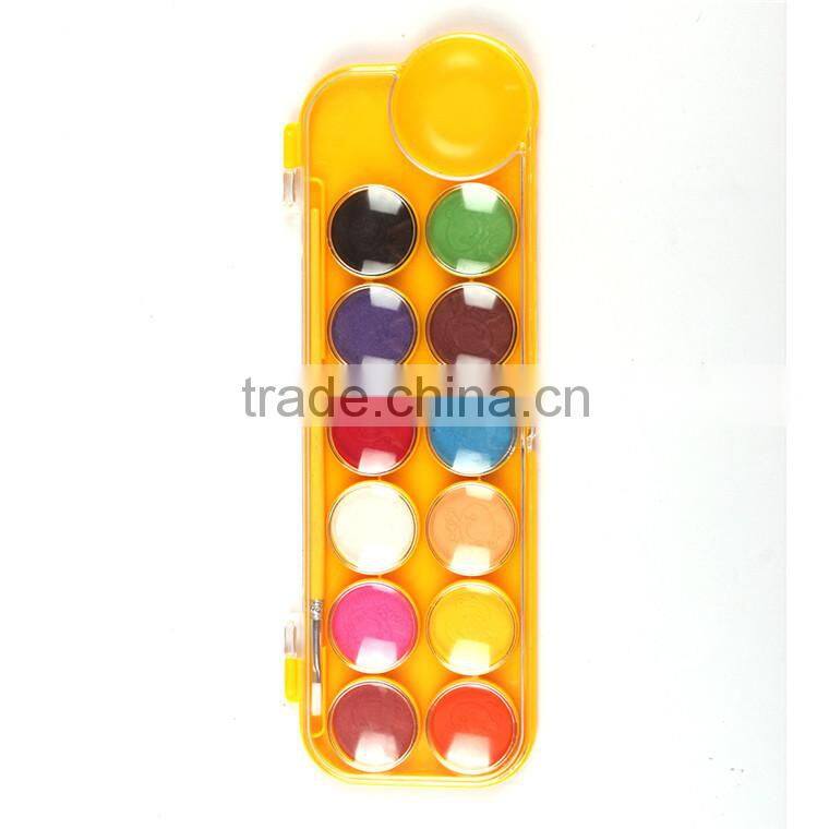 Wholesale Best Quality Cheap 12Colors Dry Water color Paint Set With Brush