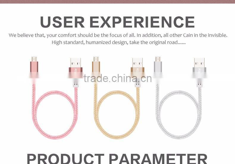 25CM Mini Nylon Metal Micro USB Cable Colorful Mobile Phone Cable for iPhone/Android/Type C