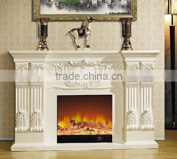 Flower-carved Carved Stone Decor Flame Electric Fireplace