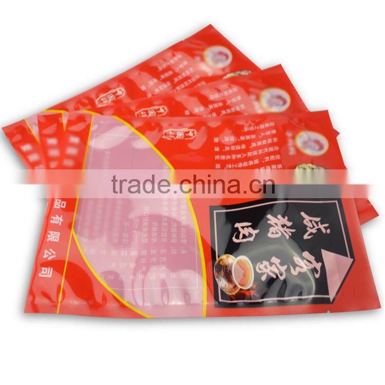 custom made 3 side seal nylon+pe lamination flat bag for food packing with printing