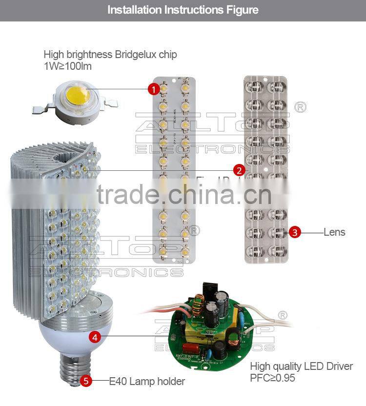 High efficiency bridgelux cob e40 60w led street light