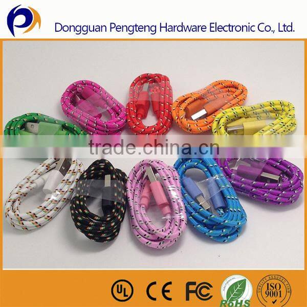3 ft/ 10 ft usb cable for mobile phone braided cable