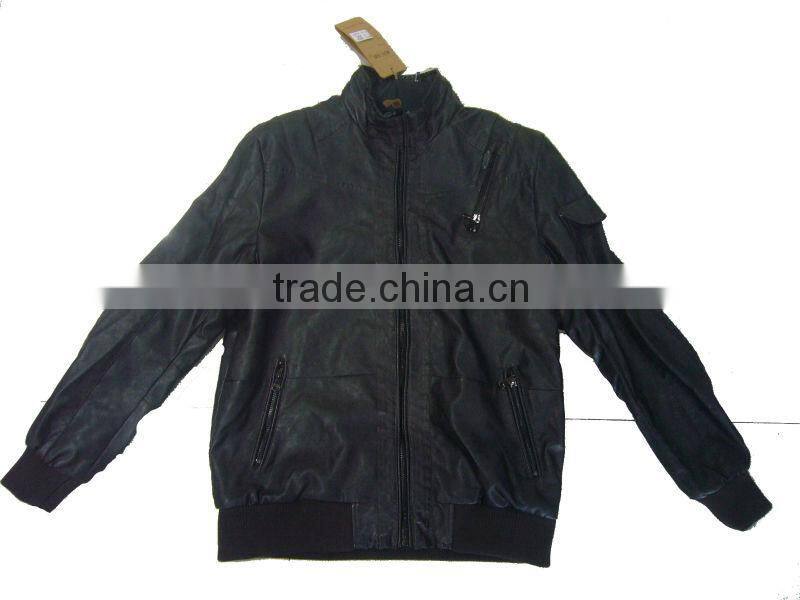 2013 men's leather jackets with stand up collar