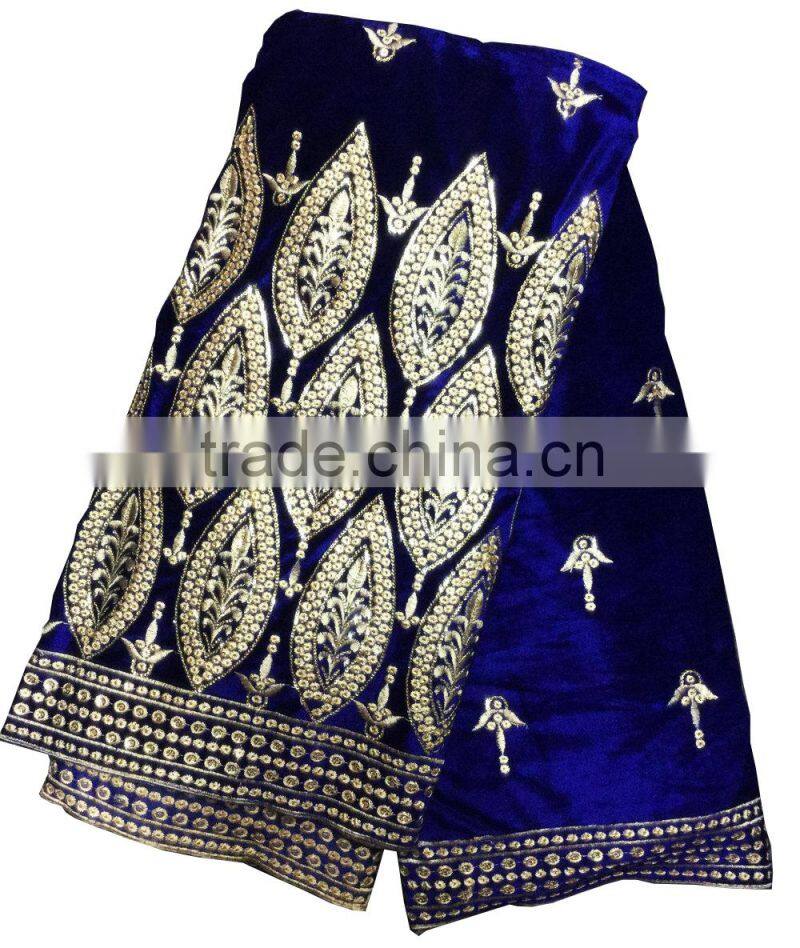 Wholesale olive green African velvet lace polyester velvet fabric