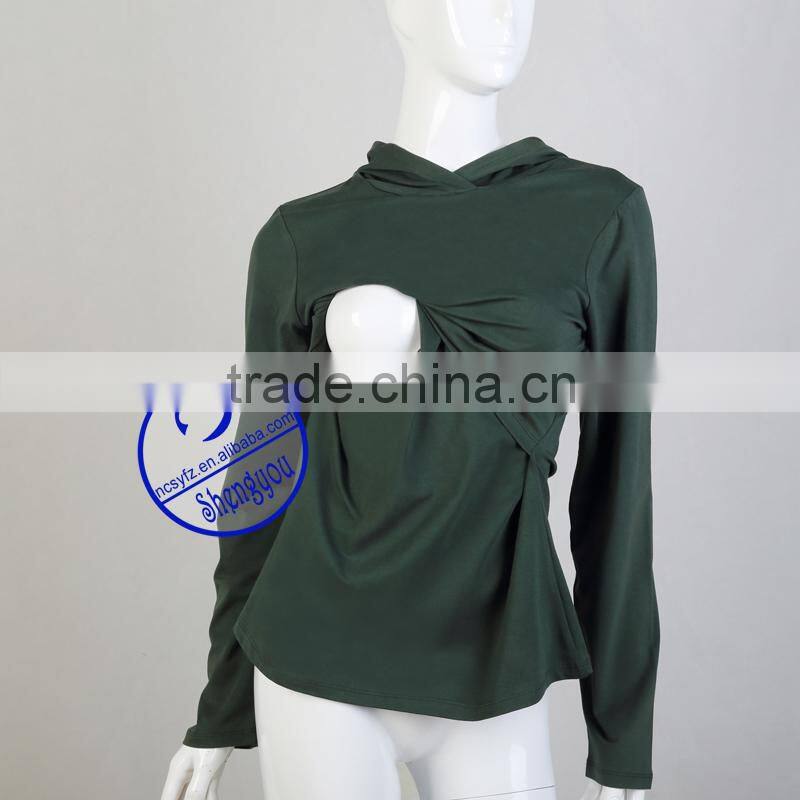 Custom short sleeve maternity clothes wear breastfeeding top nursing wholesale china