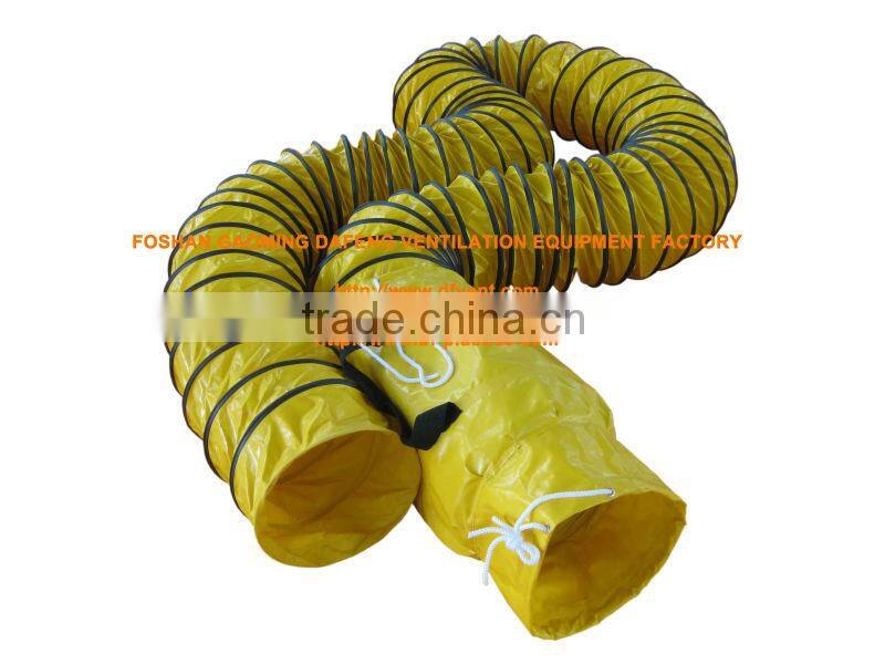 Yellow inducstial PVC fire-retardant flexible ventilation ducting with carry bag