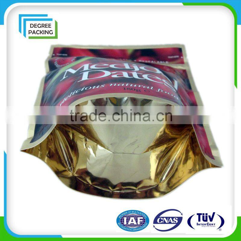 food grade rice paper stand up pouch/silk paper bag with window and zipper