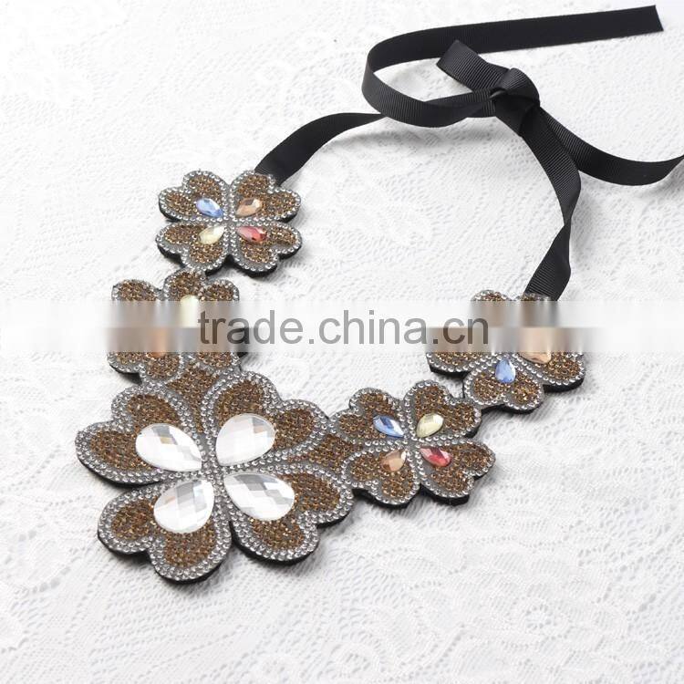 rhinestone necklace ,rhinestone necklace with glass ,neckline rhinestone applique