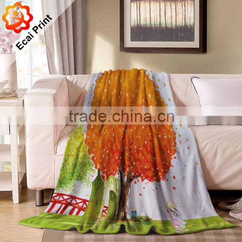 2016 special comfortable digital printing heat transfer fleece blanket