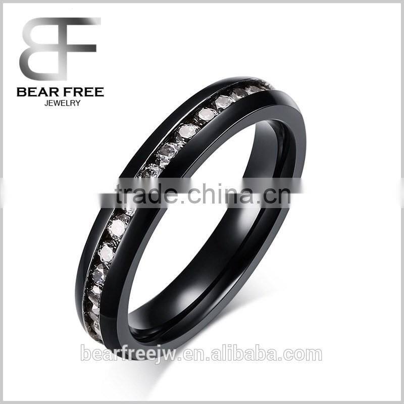 Rose gold 316L Stainless Steel White Cubic Zirconia CZ Eternity Wedding 4MM Band Ring