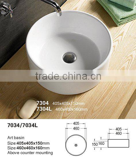 High quality ceramic counter top unique bathroom sink without faucet hole