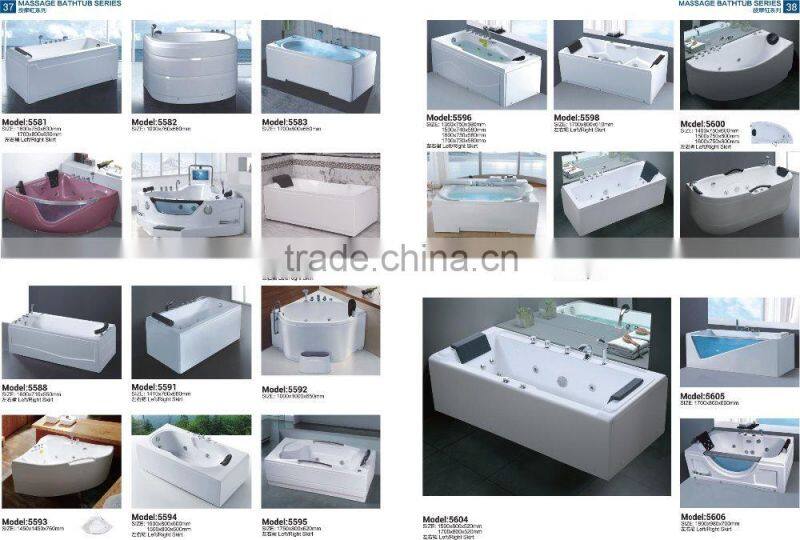 Crystal Pink Free Standing Triangle Two People Massage Arylic Bathroom Bathtub with Pillow