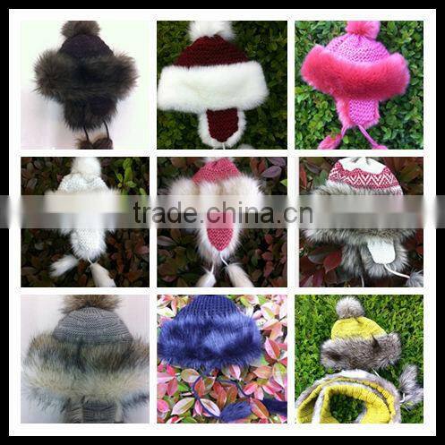 knitting winter hat with fur