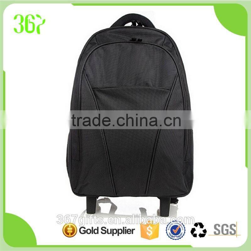 New Design Black Polyester Waterproof Travel Backpack Bag Trolley Luggage