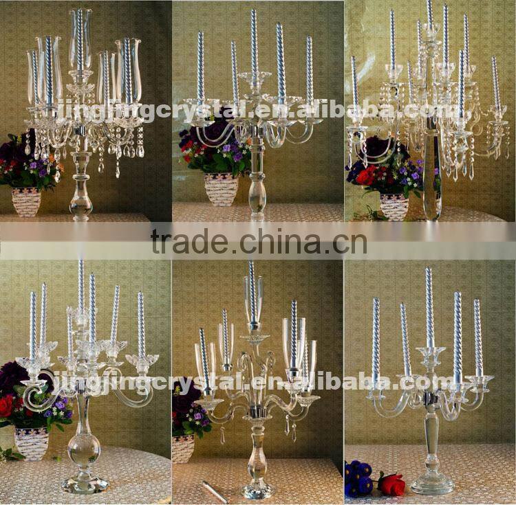 Import India crystal glass candle holder for wedding table decorations