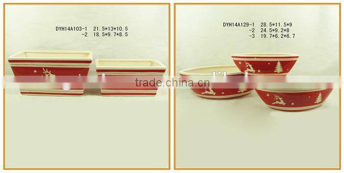 hot selling glazed ceramic cup shape flower pot with saucer