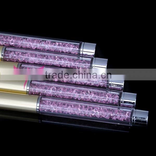 Kolinsky acrylic nail brush with rhinestone design
