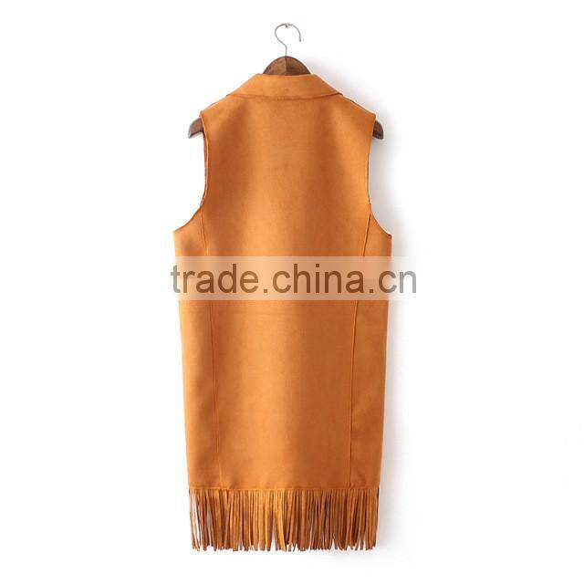 wholesale clothing contemporary fringed faux suede tassel vest