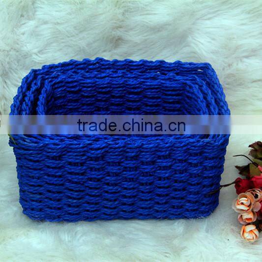 set of 3 cheap wicker baskets, fruit baskets, gift baskets-blue