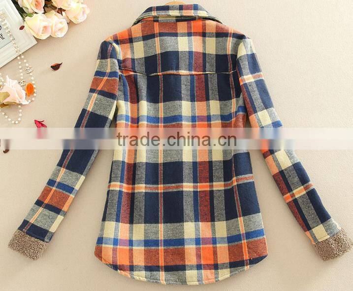 woman' s shirt warm fleece lambswool shirt printed long sleeve t shirt