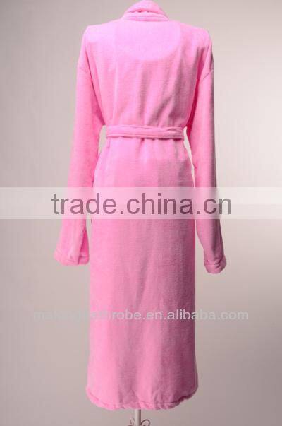 ladies pink velvet hotel long winter bathrobe