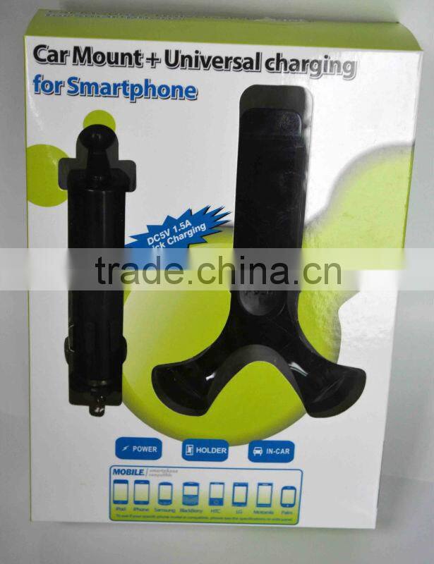2016 newest car holder for iphone with car charger and USB power mount