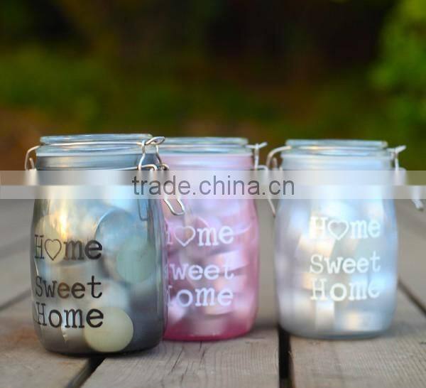 foodgrade transparent colorful storage glass jars with hinged lid