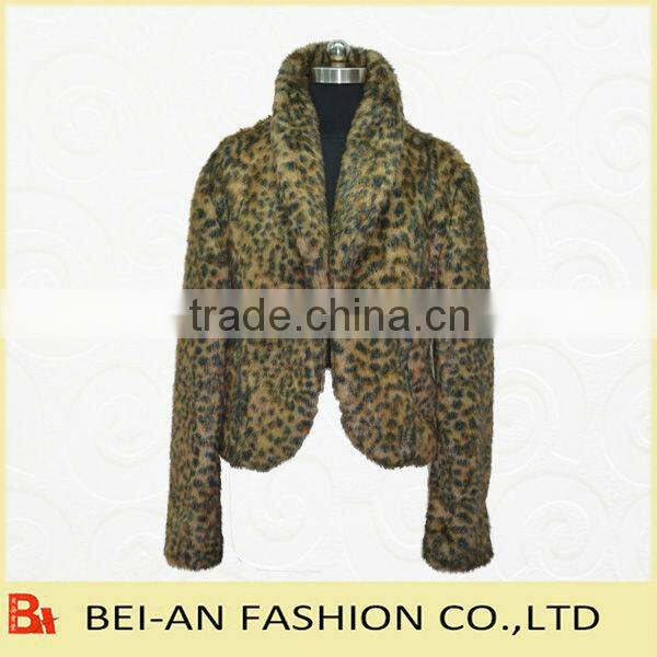 lady's leopard print fake fur jacket