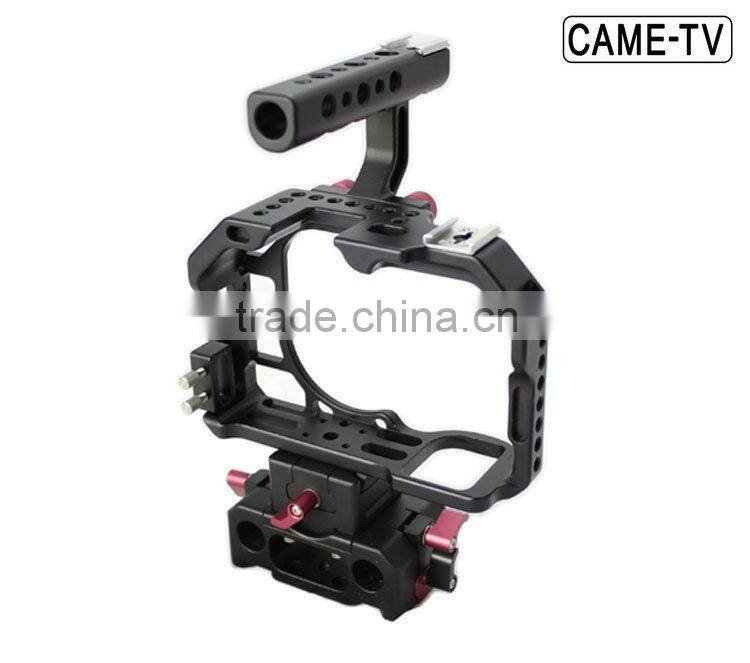 CAME-TV Alpha A7S Camera Cage DSLR Rig with Top Handle 15mm Rod Adapter