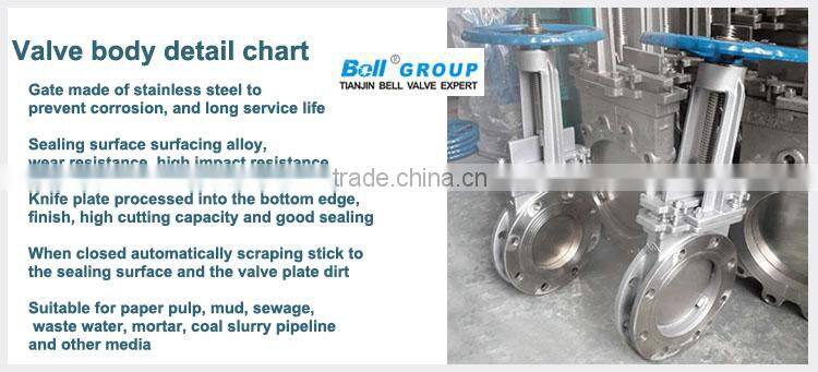 a105 hand gear operated knife gate valve dn100