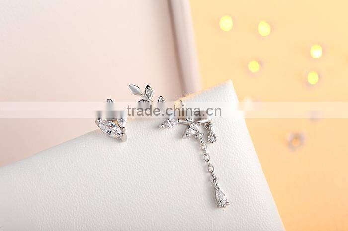 Korean Style 925 Silver Leaf Cuff Earrings With 2 Different Parts