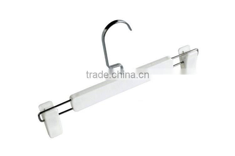 Square Hook White Plastic Skirt/Pant Hanger with Adjustable Clips