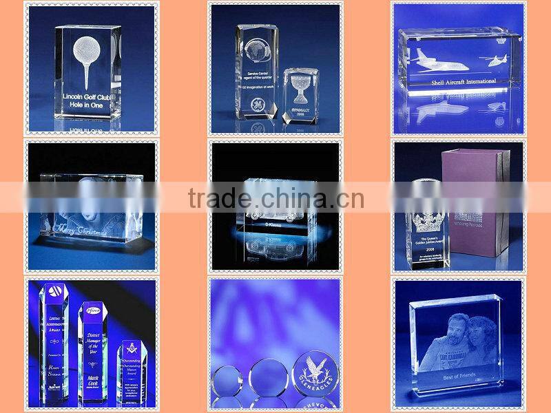 3d Laser Engraved Dome Top Crystal Block For Loyal Gifts
