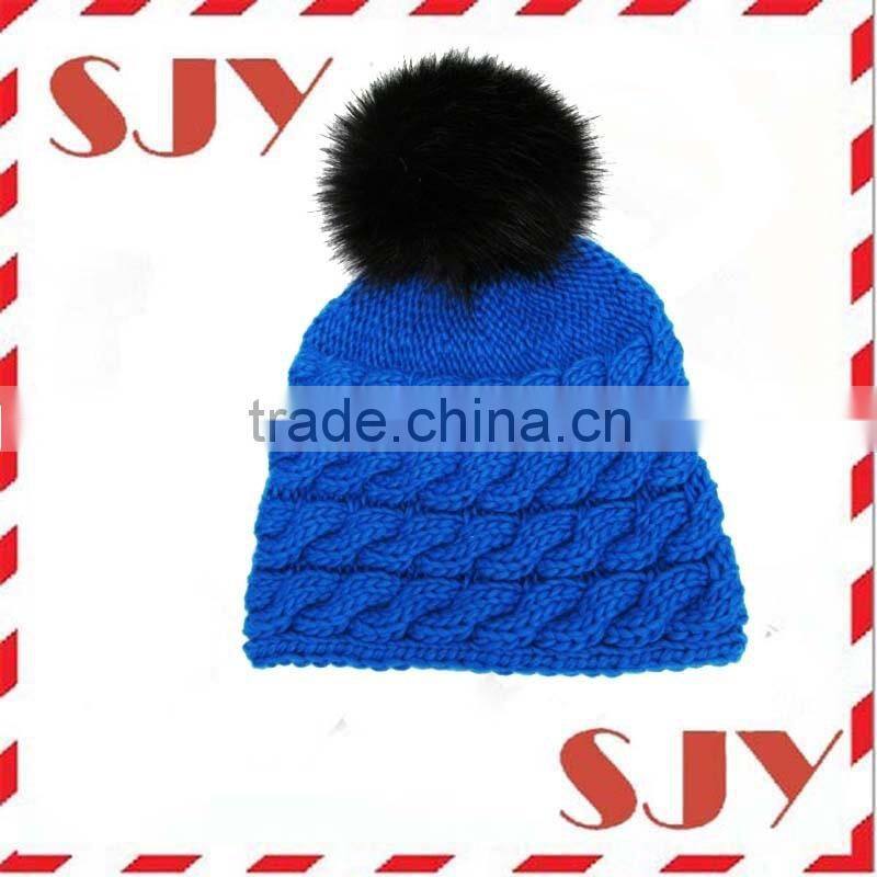 Solid Custom Knitted POM POM Beanie Skull Cap Hat