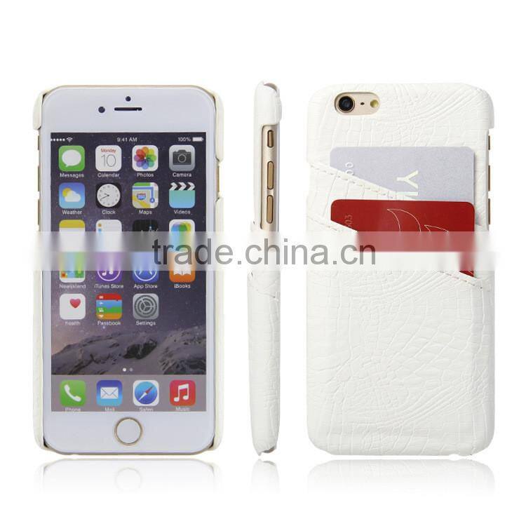 Fashion PU CROCO Mobile Phone Case Cover for iPhone 6 Brown Leather Casing With Two Card Slots