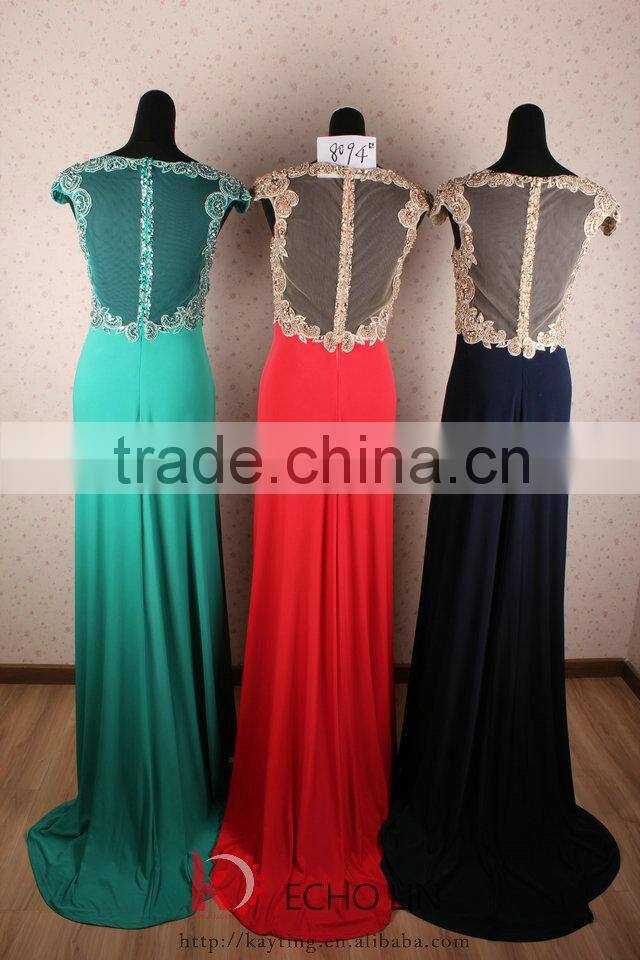 Sexy Elegant High Tall Beaded Cap Sleeve Navy Blue Long Evening Dress Alibaba China