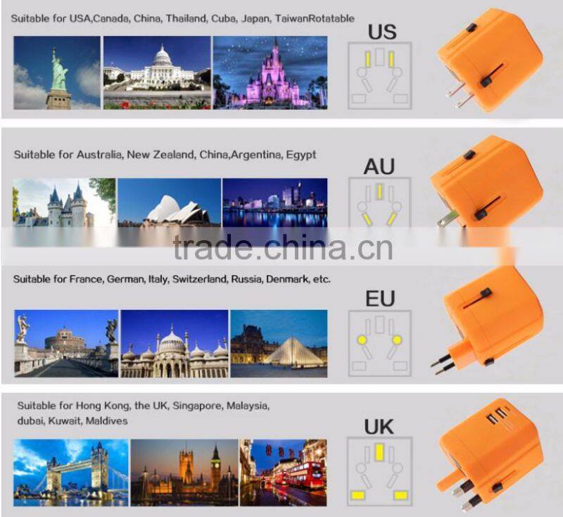 Kantravel DoubleUSB 2500 ma electric dryer plug adapter 5v travel electric adapter us to india electric adapter