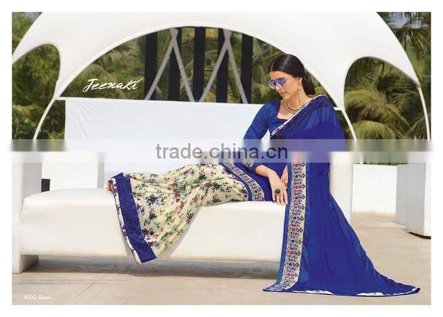 Casual Cream Georgette Designer Saree For Sale Online