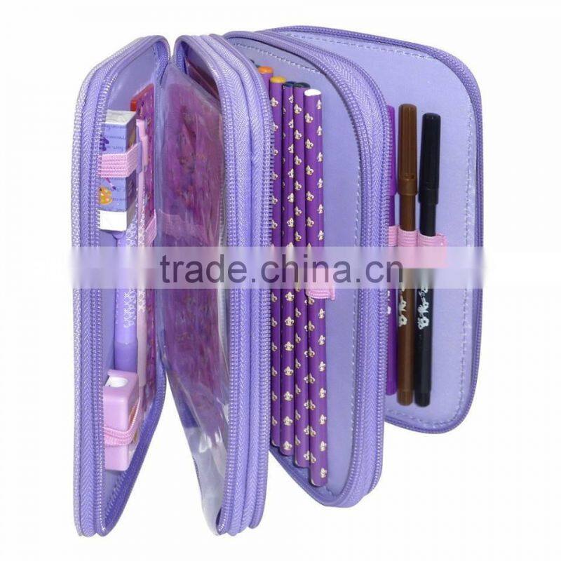 Fashionable 3 Compartment Pencil Case Pretty Pencil Case for Girls